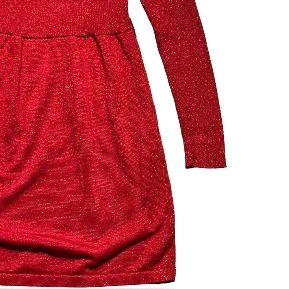 Free People Red Shimmer Mock Neck Sweater Dress | U.S. Woman’s XSmall